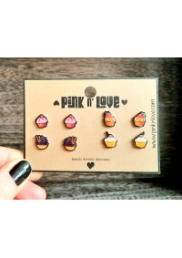 Boucles d'Oreilles Pink n' Love - Cupcakes Pack de 4